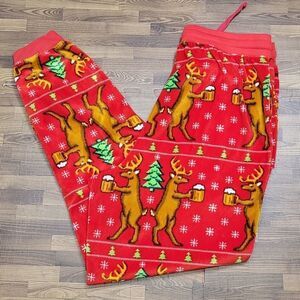 Beer Drinking Deer Pajama Bottoms Size Large